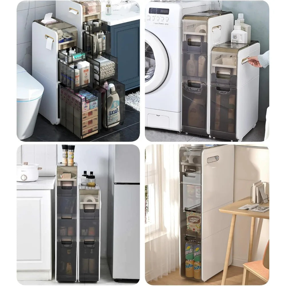 4-Tiers Free Standing Bathroom Floor Storage Cabinet