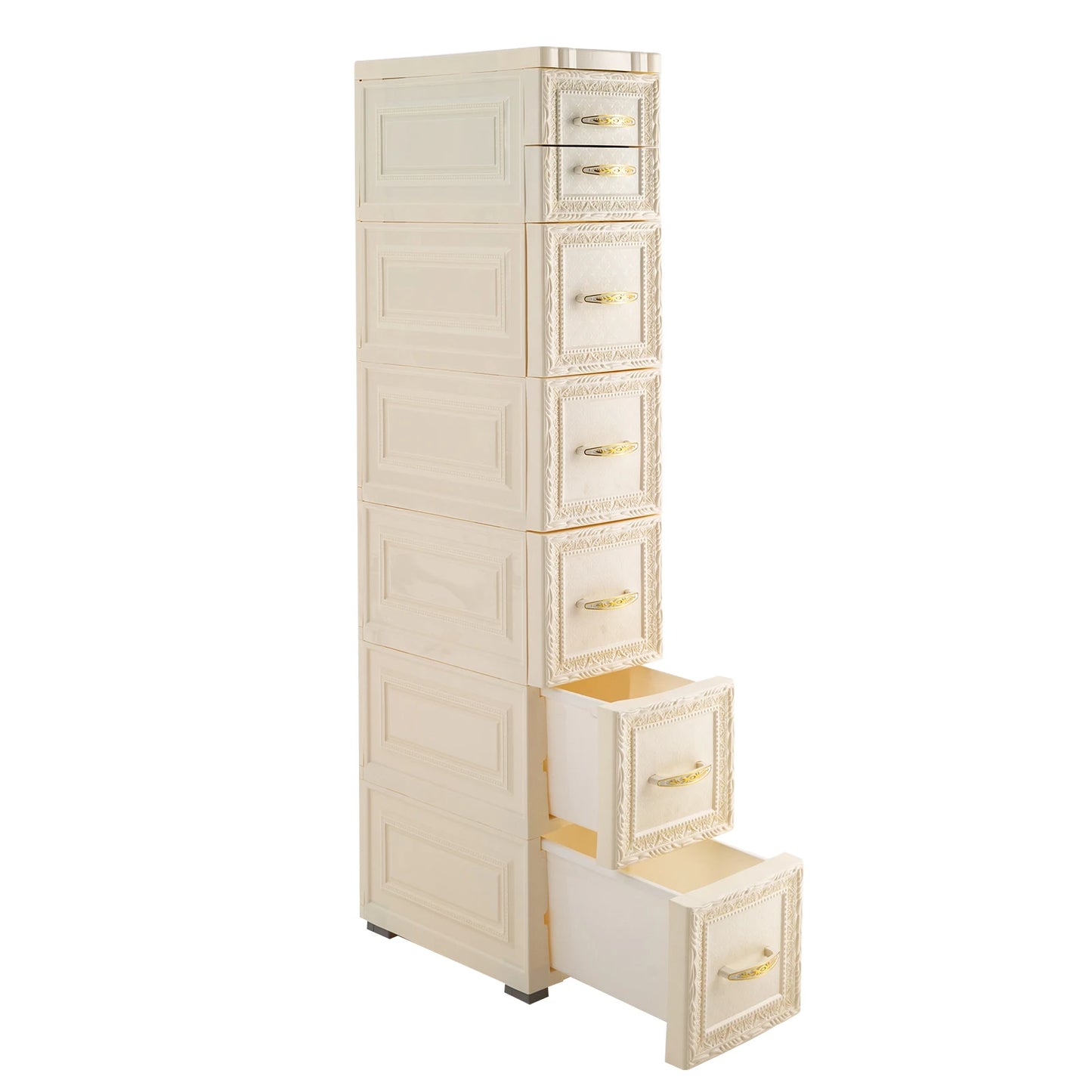 White 6-drawer Bathroom Floor Storage Cabinet Unit
