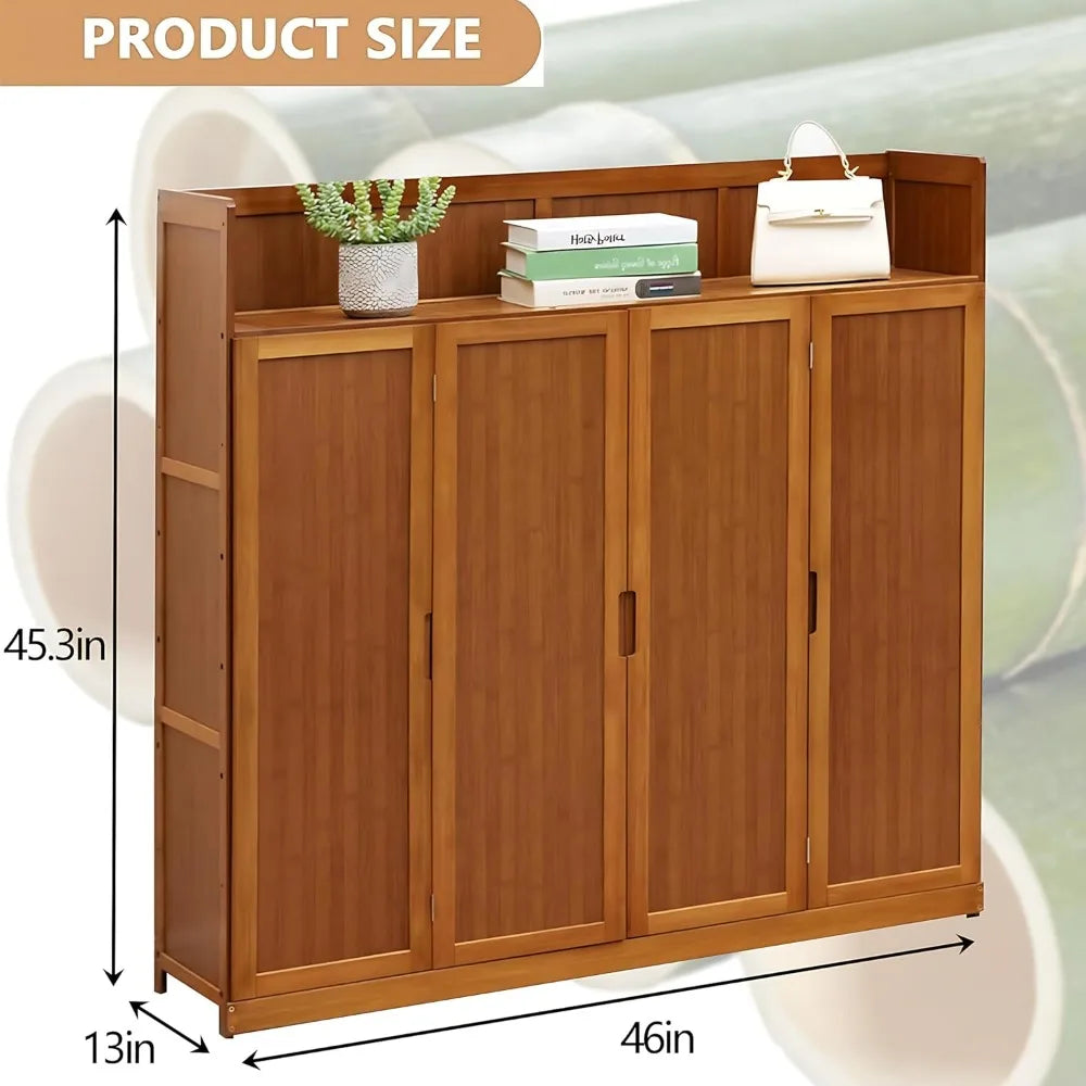 Freestanding Shoe Cabinet with 2 Folding Doors