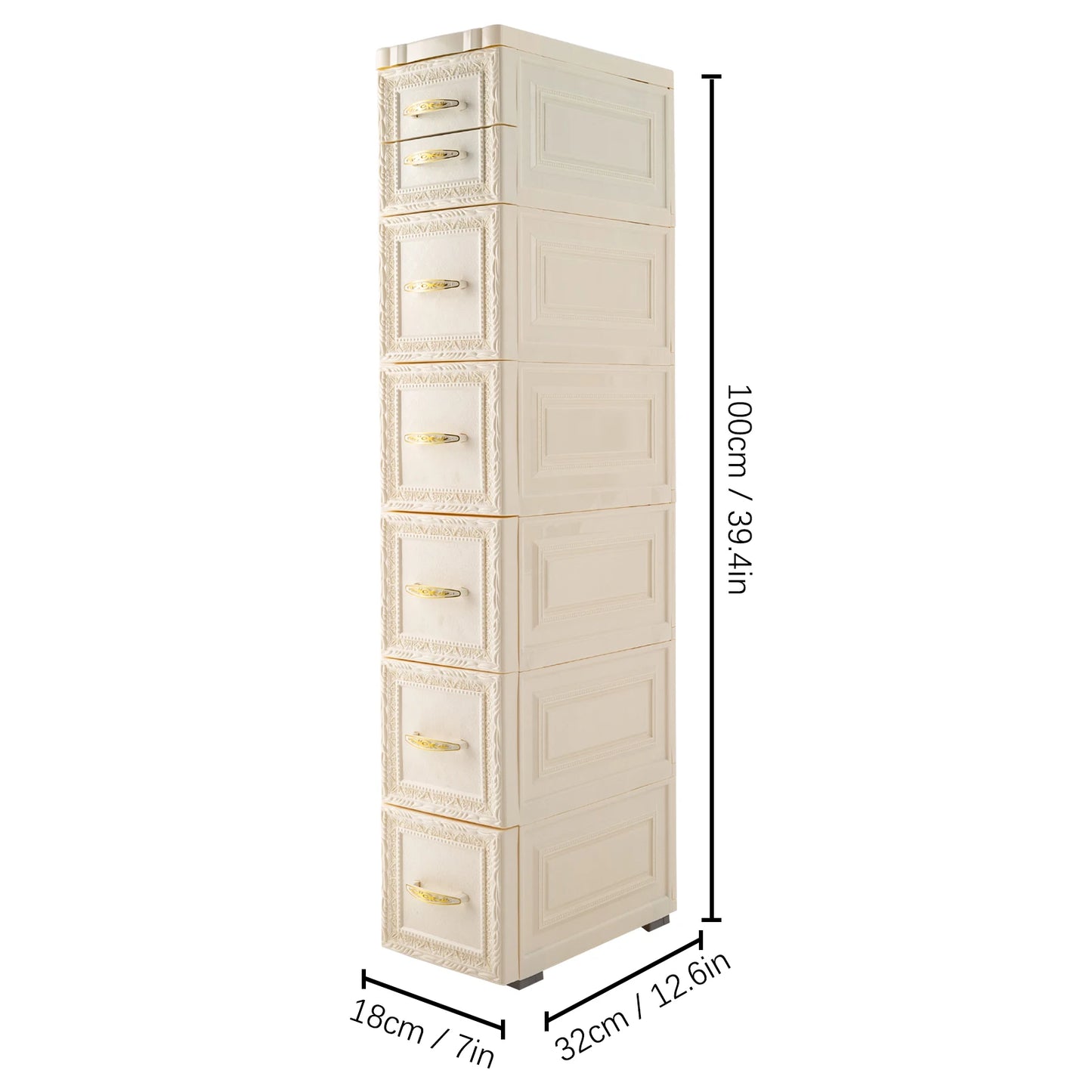 White 6-drawer Bathroom Floor Storage Cabinet Unit
