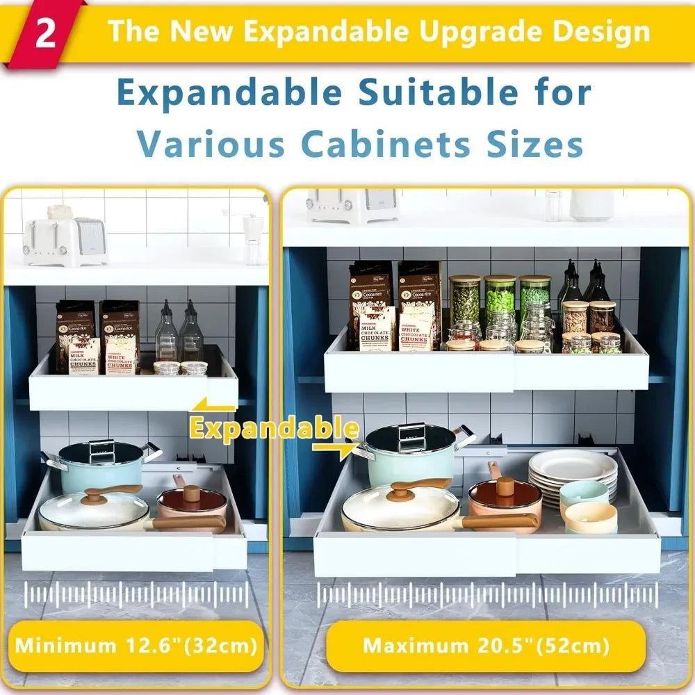 2 Pack Pull Out Cabinet Organizer Shelves