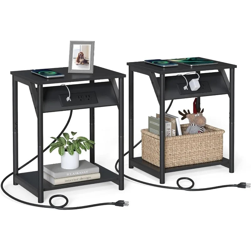 2 Small Side End Table Charging Station