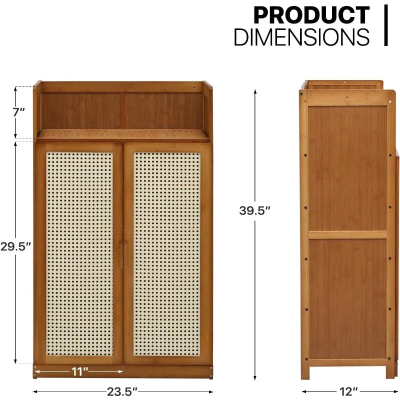 Boho Shoe Cabinet, Free Standing Bamboo Shelf