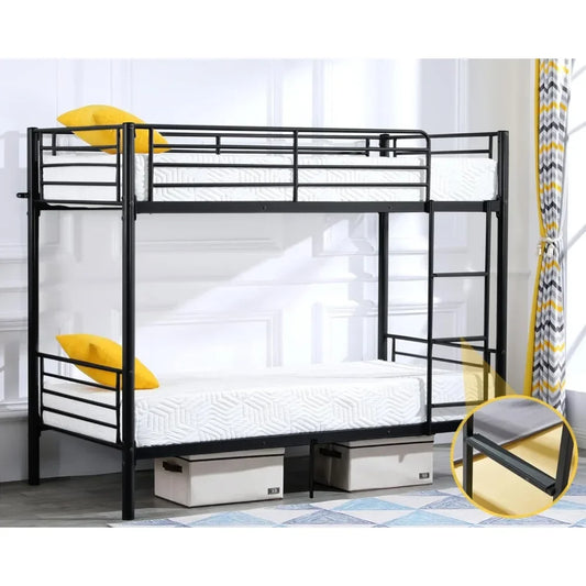 Metal Bunk Bed Twin Over Twin, High Guardrail