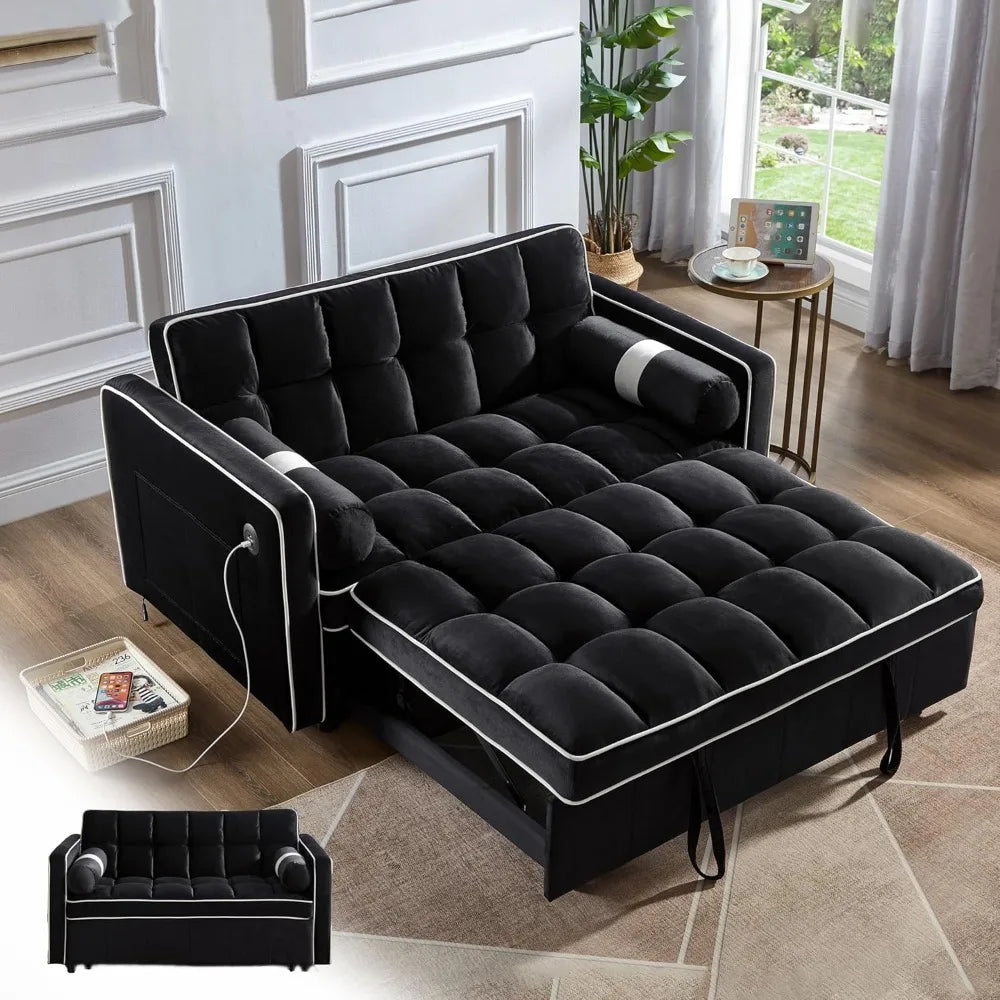 Pull Out Convertible Sofa Bed with USB Ports