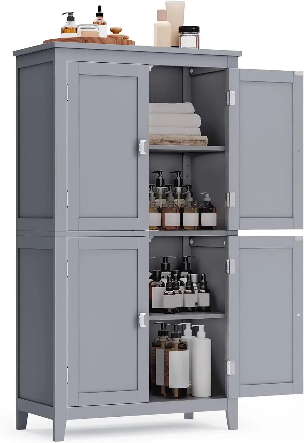 Freestanding Adjustable Shelves Bathroom Floor Storage Cabinet