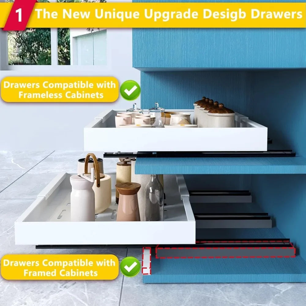 2 Pack Pull Out Cabinet Organizer Shelves